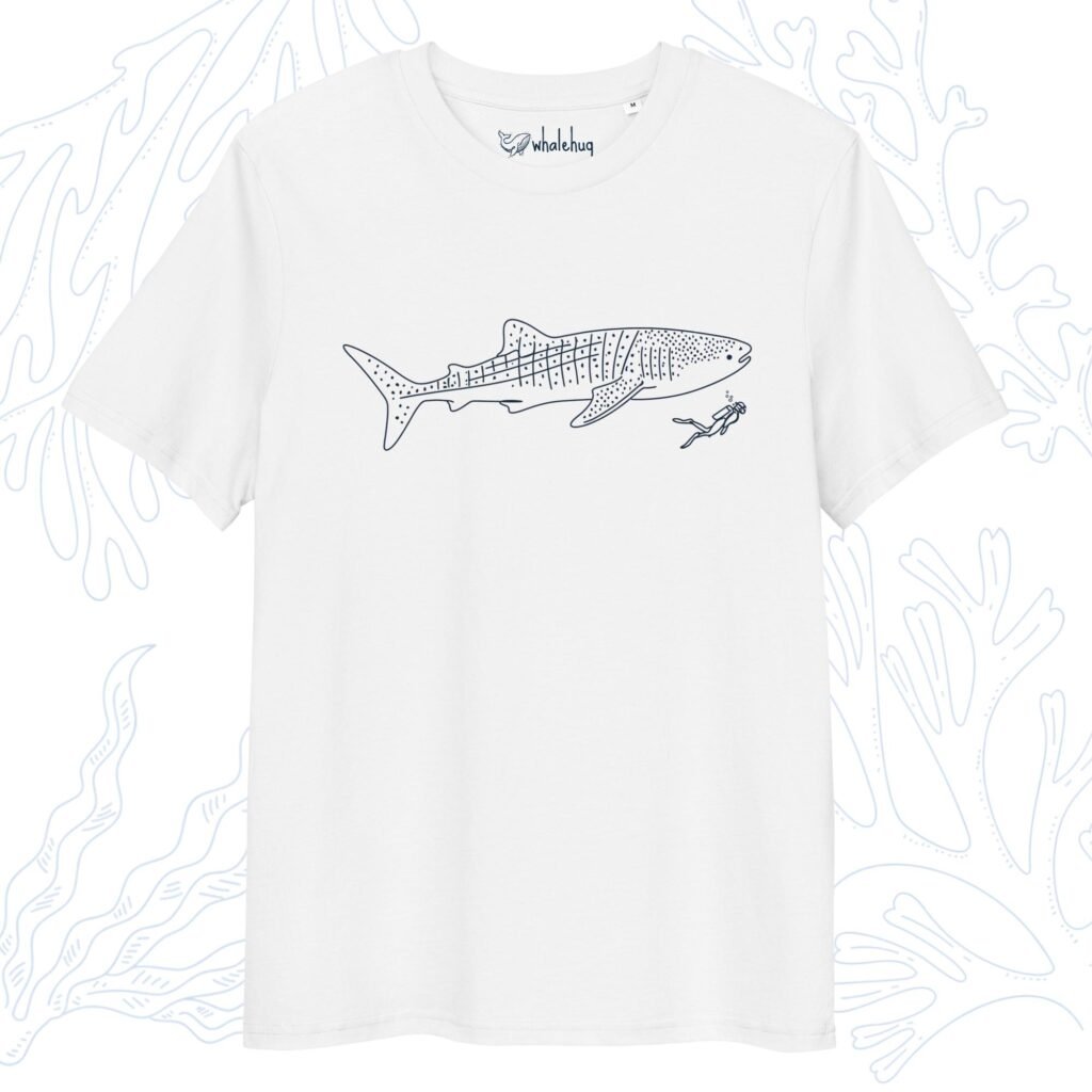 minimalist organic whale shark t-shirt white whalehug