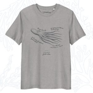 octopus field notes t-shirt heather grey organic cotton whalehug