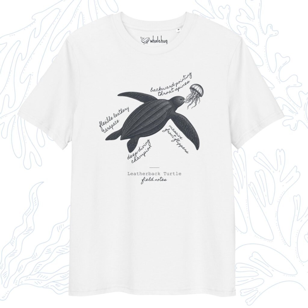 leatherback turtle field notes t-shirt white organic cotton whalehug